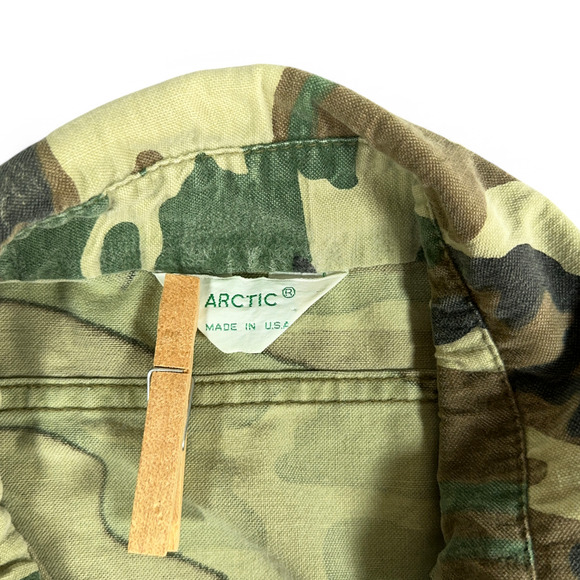 Vintage Camouflage Shirt Adult LARGE Green Brown Woodland Flannel Arctic 80s - Picture 4 of 11